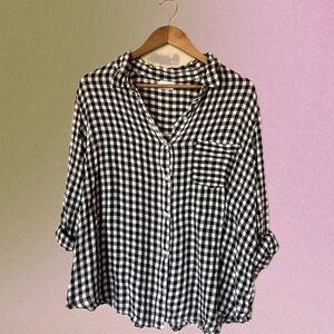 Abound Black and White Gingham Button Down Shirt